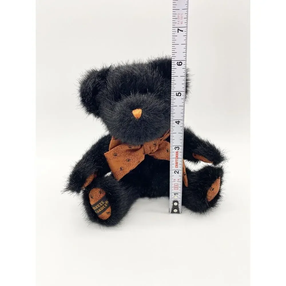 8.5” Boyds Bears Black Jointed W/ Orange Paw Print‎ Bow Bear Yankee Candle